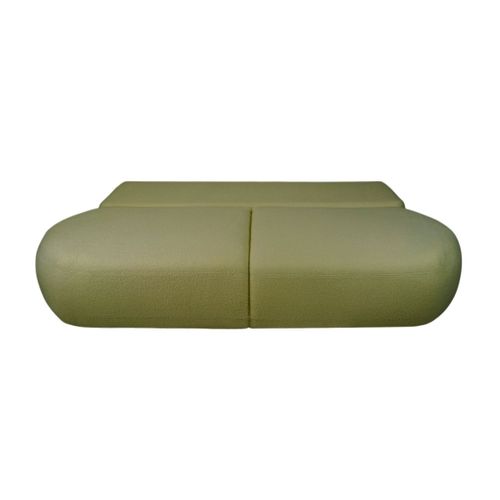 Canapé Convertible Droit 4 Places Fabio En Tissu Bouclette - Vert Kaki