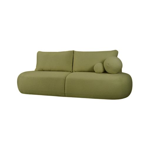 Canapé Convertible Droit 4 Places Fabio En Tissu Bouclette - Vert Kaki