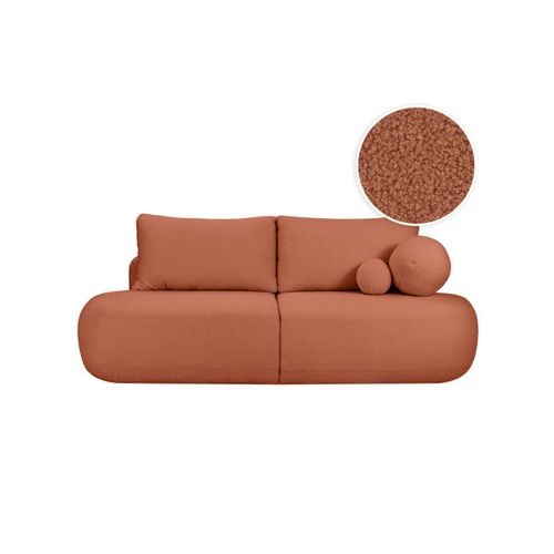 Canapé Convertible Droit 4 Places Fabio En Tissu Bouclette - Terracotta