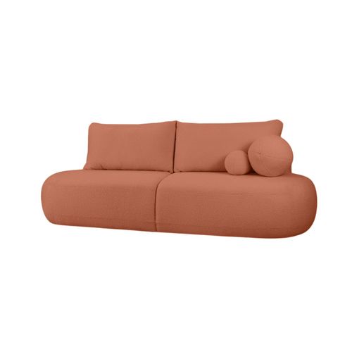 Canapé Convertible Droit 4 Places Fabio En Tissu Bouclette - Terracotta
