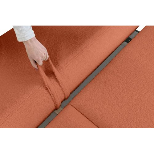 Canapé Convertible Droit 4 Places Fabio En Tissu Bouclette - Terracotta