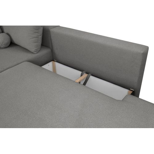 Canapé D'angle Convertible Fabio 5 Places En Tissu Bouclette - Angle Droit - Gris Foncé