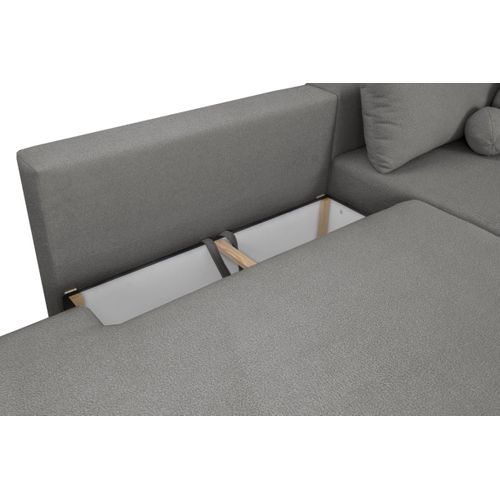 Canapé D'angle Convertible Fabio 5 Places En Tissu Bouclette - Angle Gauche - Gris Foncé