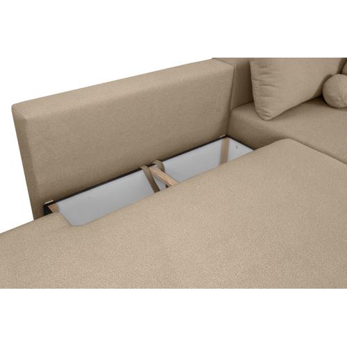 Canapé D'angle Convertible Fabio 5 Places En Tissu Bouclette - Angle Gauche - Taupe