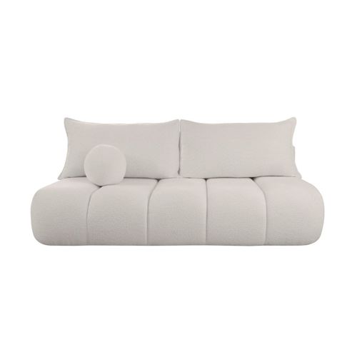 Canapé Convertible Droit 3 Places Merry En Tissu Bouclette - Blanc Cassé