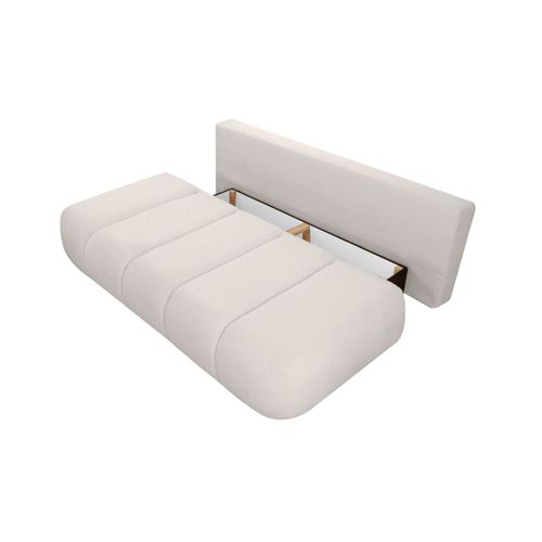 Canapé Convertible Droit 3 Places Merry En Tissu Bouclette - Blanc Cassé
