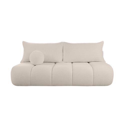 Canapé Convertible Droit 3 Places Merry En Tissu Bouclette - Beige