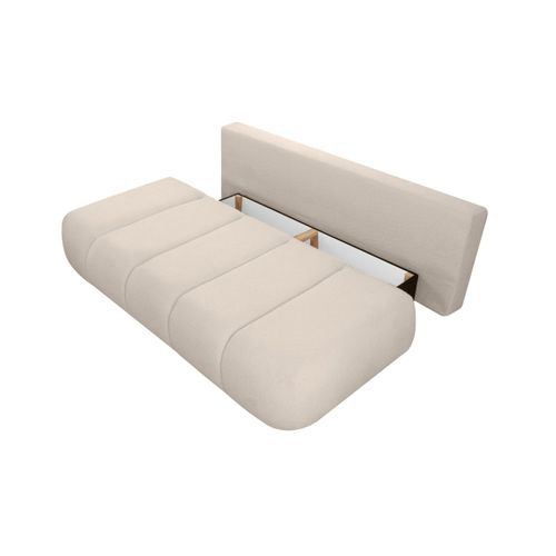 Canapé Convertible Droit 3 Places Merry En Tissu Bouclette - Beige