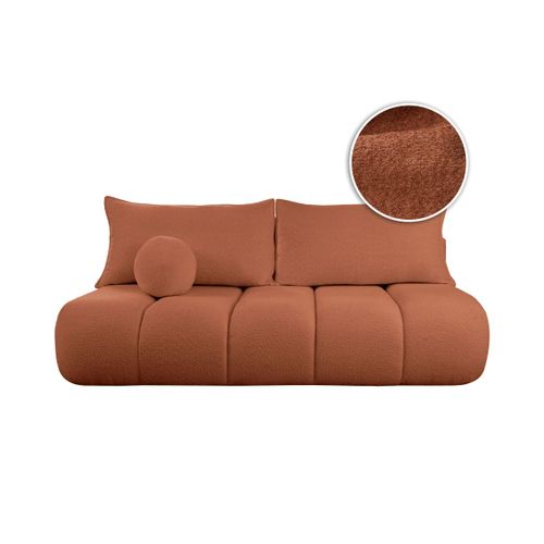 Canapé Convertible Droit 3 Places Merry En Tissu Bouclette - Terracotta