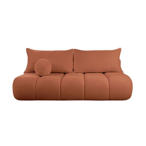 Canapé Convertible Droit 3 Places Merry En Tissu Bouclette - Terracotta