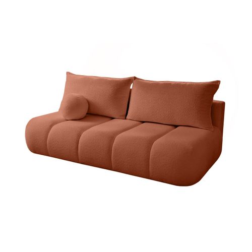 Canapé Convertible Droit 3 Places Merry En Tissu Bouclette - Terracotta