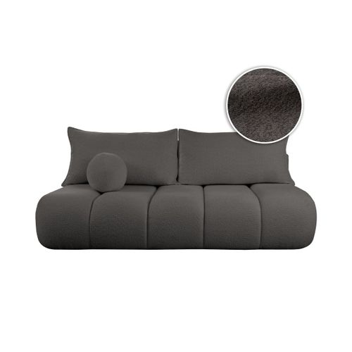 Canapé Convertible Droit 3 Places Merry En Tissu Bouclette - Gris Foncé