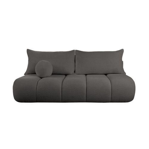 Canapé Convertible Droit 3 Places Merry En Tissu Bouclette - Gris Foncé