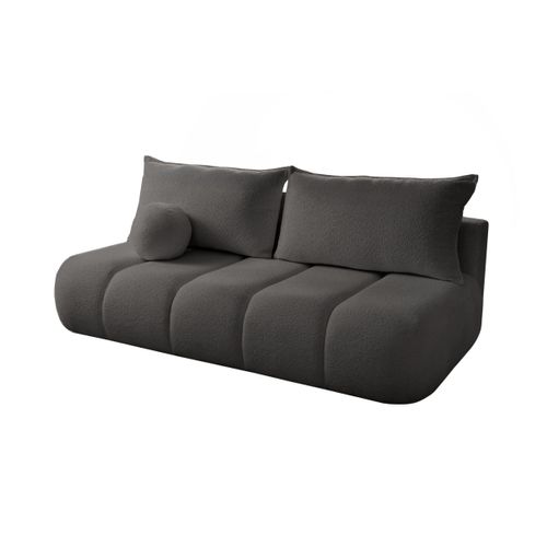 Canapé Convertible Droit 3 Places Merry En Tissu Bouclette - Gris Foncé