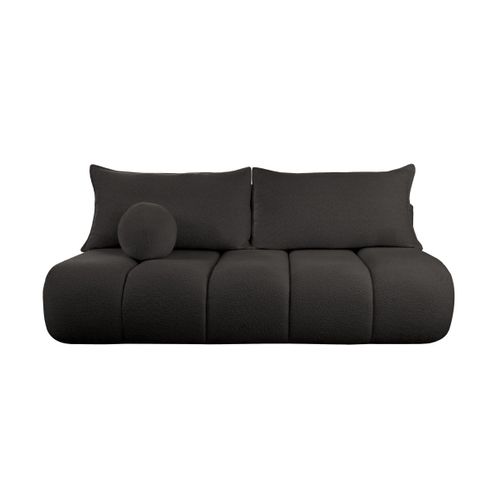Canapé Convertible Droit 3 Places Merry En Tissu Bouclette - Noir