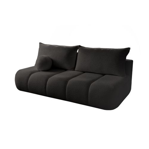 Canapé Convertible Droit 3 Places Merry En Tissu Bouclette - Noir