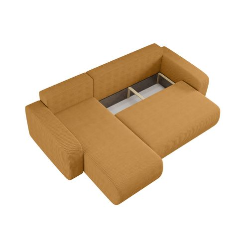 Canapé Alya D'angle Réversible Et Convertible 4 Places En Velours Côtelé - Jaune
