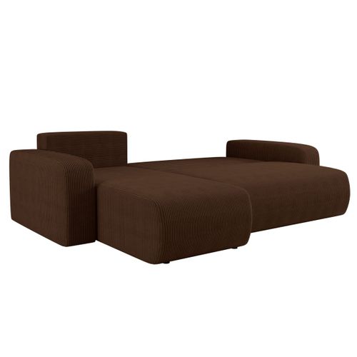 Canapé Alya D'angle Réversible Et Convertible 4 Places En Velours Côtelé - Marron