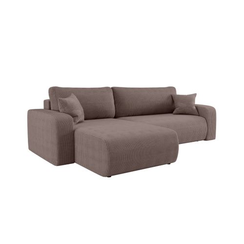 Canapé Alya D'angle Max Réversible Et Convertible 5 Places En Velours Côtelé - Marron Glacé