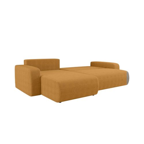 Canapé Alya D'angle Max Réversible Et Convertible 5 Places En Velours Côtelé - Jaune