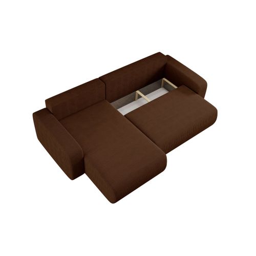 Canapé Alya D'angle Max Réversible Et Convertible 5 Places En Velours Côtelé - Marron