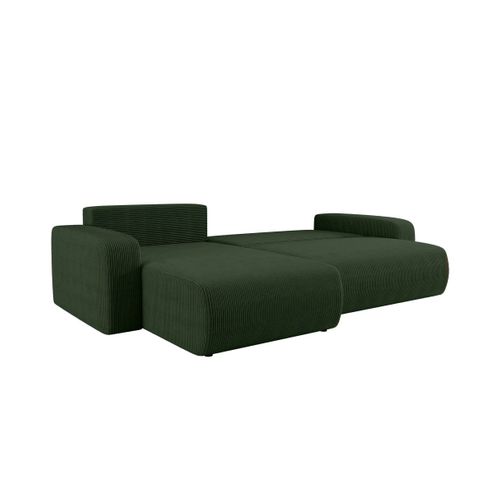 Canapé Alya D'angle Max Réversible Et Convertible 5 Places En Velours Côtelé - Vert Foncé