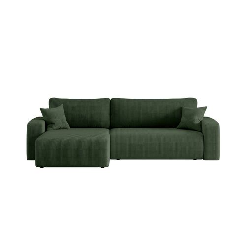 Canapé Alya D'angle Max Réversible Et Convertible 5 Places En Velours Côtelé - Vert Foncé