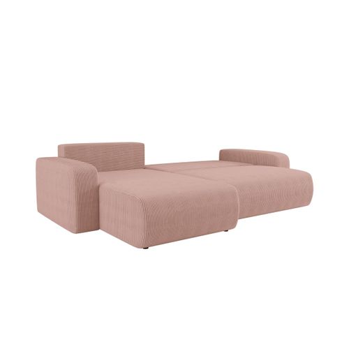 Canapé Alya D'angle Max Réversible Et Convertible 5 Places En Velours Côtelé - Rose