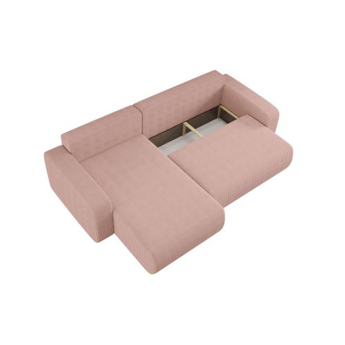 Canapé Alya D'angle Max Réversible Et Convertible 5 Places En Velours Côtelé - Rose