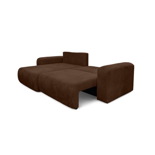 Canapé Alya D'angle Compacte Réversible Et Convertible 4 Places En Velours Côtelé - Marron