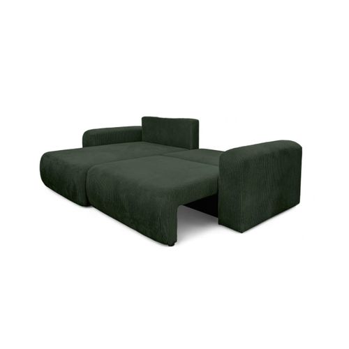 Canapé Alya D'angle Compacte Réversible Et Convertible 4 Places En Velours Côtelé - Vert Foncé