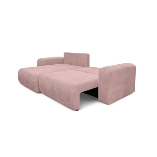Canapé Alya D'angle Compacte Réversible Et Convertible 4 Places En Velours Côtelé - Rose