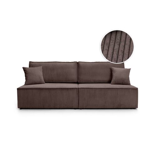 Canapé Convertible 3 Places Fiona Sans Accoudoirs Coffre De Rangement Velours Côtelé - Marron Glacé