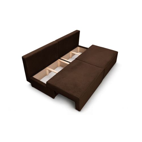 Canapé Convertible 3 Places Fiona Sans Accoudoirs Coffre De Rangement Velours Côtelé - Marron