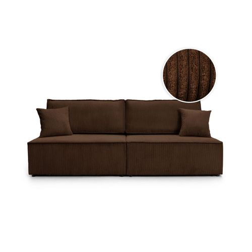 Canapé Convertible 3 Places Fiona Sans Accoudoirs Coffre De Rangement Velours Côtelé - Marron