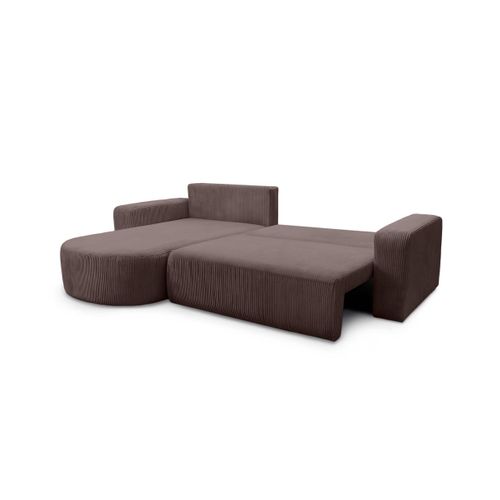 Canapé Kiara D'angle Réversible Convertible 4 Places En Velours Côtelé - Marron Glacé