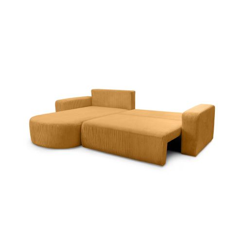 Canapé Kiara D'angle Réversible Convertible 4 Places En Velours Côtelé - Jaune