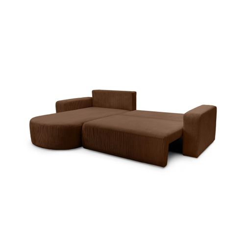 Canapé Kiara D'angle Réversible Convertible 4 Places En Velours Côtelé - Marron