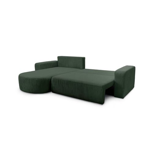 Canapé Kiara D'angle Réversible Convertible 4 Places En Velours Côtelé - Vert Foncé