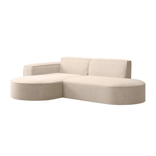 Canapé D'angle Gauche 4 Places Marla En Velours Côtelé - Beige