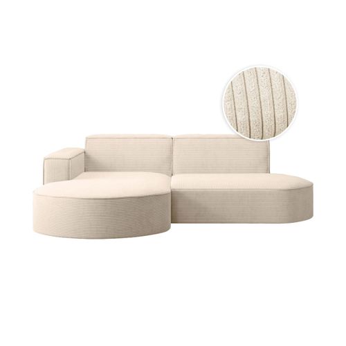 Canapé D'angle Gauche 4 Places Marla En Velours Côtelé - Beige