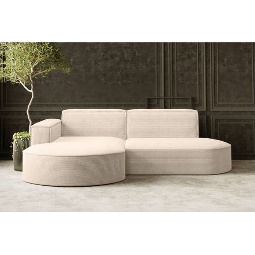 Canapé D'angle Gauche 4 Places Marla En Velours Côtelé - Beige