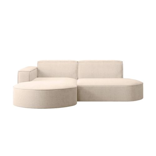 Canapé D'angle Gauche 4 Places Marla En Velours Côtelé - Beige