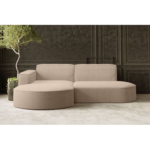 Canapé D'angle Gauche 4 Places Marla En Velours Côtelé - Taupe