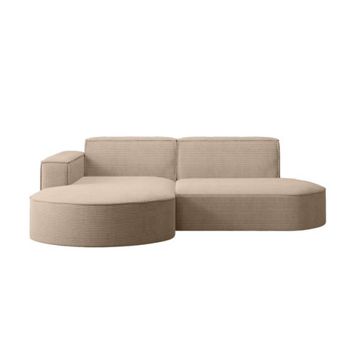 Canapé D'angle Gauche 4 Places Marla En Velours Côtelé - Taupe