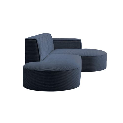 Canapé D'angle Gauche 4 Places Marla En Velours Côtelé - Bleu Foncé