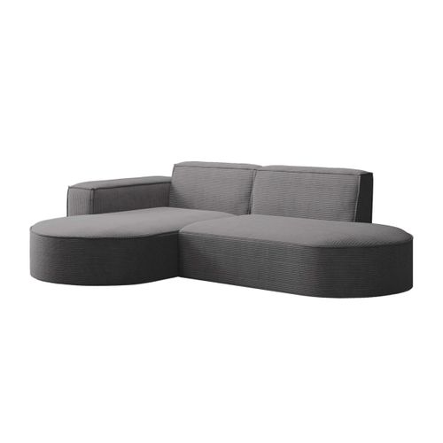 Canapé D'angle Gauche 4 Places Marla En Velours Côtelé - Gris