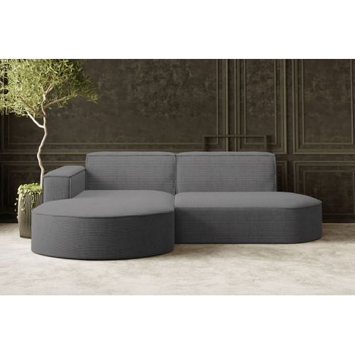 Canapé D'angle Gauche 4 Places Marla En Velours Côtelé - Gris