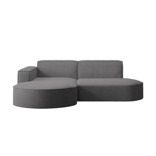 Canapé D'angle Gauche 4 Places Marla En Velours Côtelé - Gris