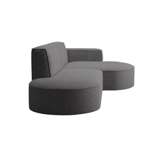 Canapé D'angle Gauche 4 Places Marla En Velours Côtelé - Gris